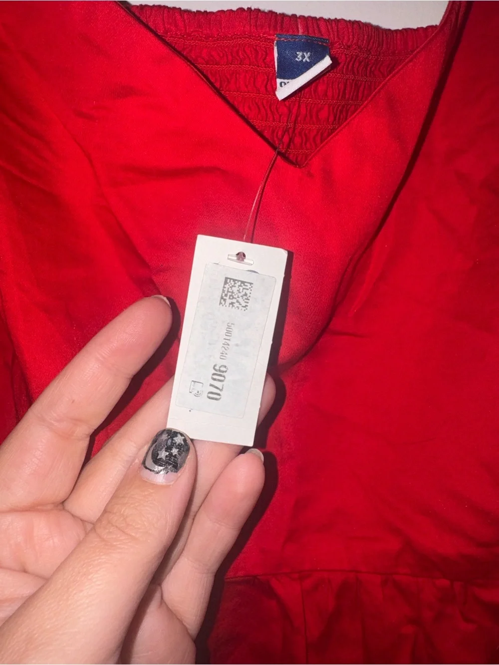 NWT Old Navy Red Puff-Sleeve Peplum Blouse-3X
